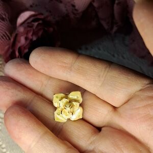 Petite & Dainty Cream Enamel Rose Goldtone Lapel Pin